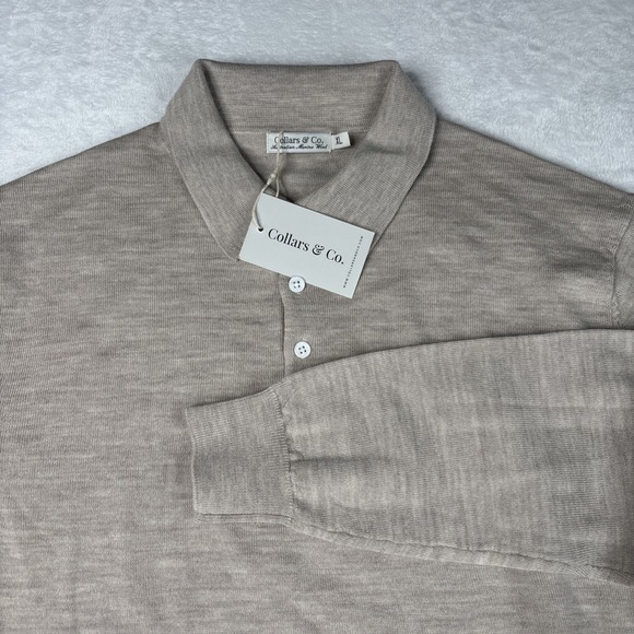 Collar and Co Other - NWT Collars & Co Australian Merino Wool Men's XL Tan Long Sleeve Polo Button